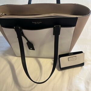 Kate Spade Black, White, and Tan Tote Bag